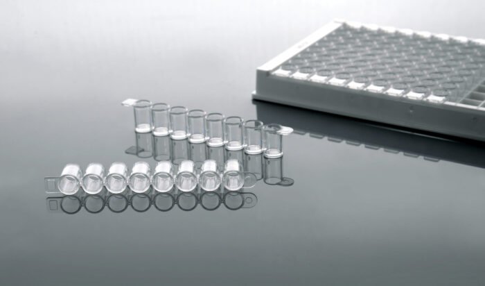 (old cat# 505201) 96 Well ELISA Plate, 8-Well, Detachable,High Binding, Clear, Non-sterile, 5/pk, 50/cs - Image 1