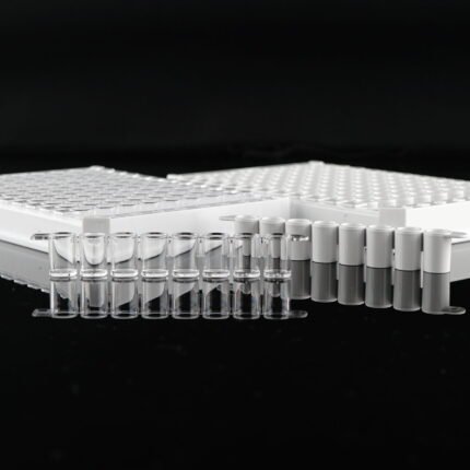 96 Well ELISA Plate, 8-Well, Detachable, High Binding, White, Non-sterile,  5/pk, 50/cs