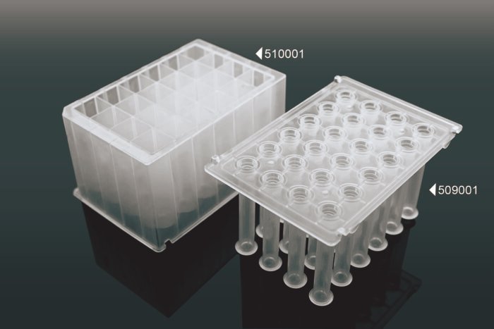 16 mL 24-Well Deep Well Plates, V Bottom, Square Well, Sterile, 1/pk, 25/cs - Image 1