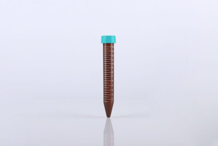 15ml Amber Color Centrifuge Tube, Rack(PS Rack), Sterile 50/pk, 500/cs - Image 1