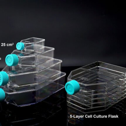 150cm2 U-Shaped Canted Neck Cell Culture Flask, Plug Seal Cap, Non-Treated, sterile 5/pk, 40/cs