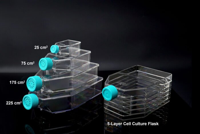 150cm2 U-Shaped Canted Neck Cell Culture Flask, Plug Seal Cap, Non-Treated, sterile 5/pk, 40/cs - Image 1