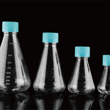 250 mL PC Conical Erlenmeyer Flasks, with Baffles, Vent Filter Caps, Sterile,1/pk, 12/cs