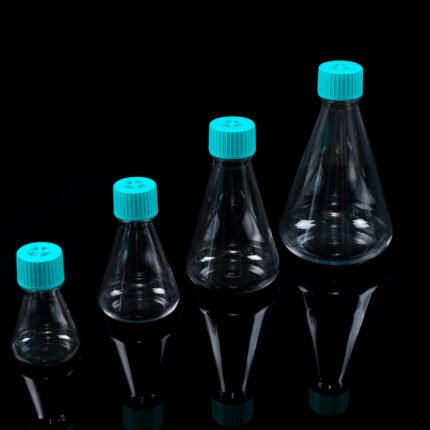 500ml PETG Erlenmeyer Flask, Flat base, Vent Cap, Sterile,1/pk, 12/cs