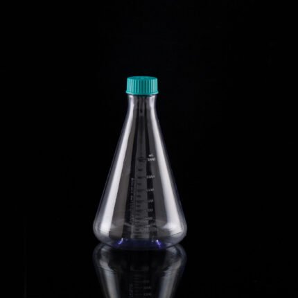 2L PC Conical Erlenmeyer Flasks, Flat Base, Vent Filter Cap, Sterile, 1/pk, 6/cs