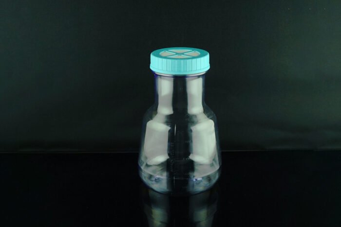 3L PC Wide-mouth High Efficient Erlenmeyer Flasks, Flat Base, Seal Cap, Sterile, 1/pk, 4/cs - Image 1
