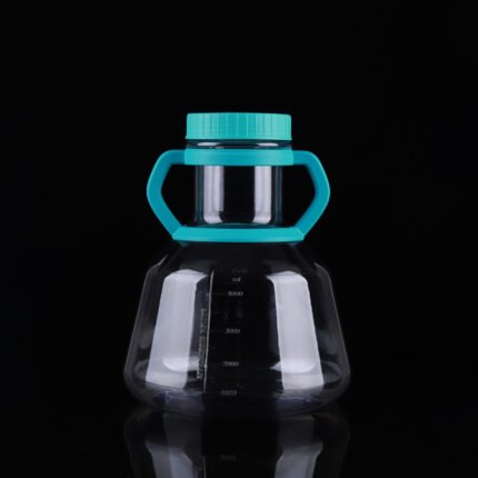 5L PC High Efficient Erlenmeyer Flasks, Flat Base, Seal Cap, Sterile, 1/pk, 4/cs