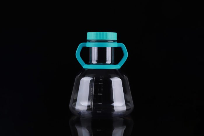 5L PC High Efficient Erlenmeyer Flasks, Flat Base, Seal Cap, Sterile, 1/pk, 4/cs - Image 1